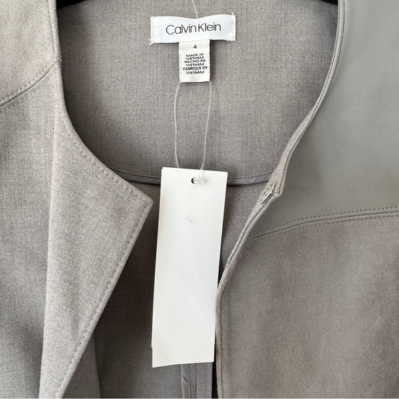 Calvin Klein Grey Open Front Long Jacket - Picture 3 of 9